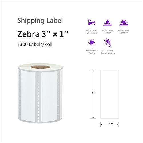 AveneMark 12 Rolls 3" x 1" Direct Thermal Labels for Barcodes Postage Address Shipping Labels Compatible with Rollo & Zebra Desktop Printers Adhesive - 1300Pcs/Roll - size: 3"x 1"(12 Rolls-15600 Labels)