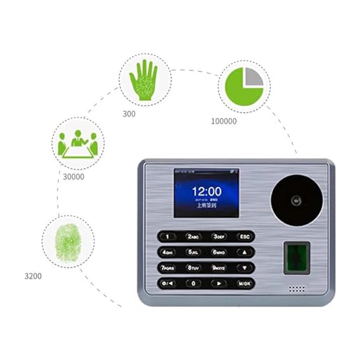 Palm and Fingerprints Identification Time Clock Palm Attendance Device Fingerprint Time Clock Palm Scanner for Small Businesses and Offices for Small Businesses,Black-Basic - size: BASIC
