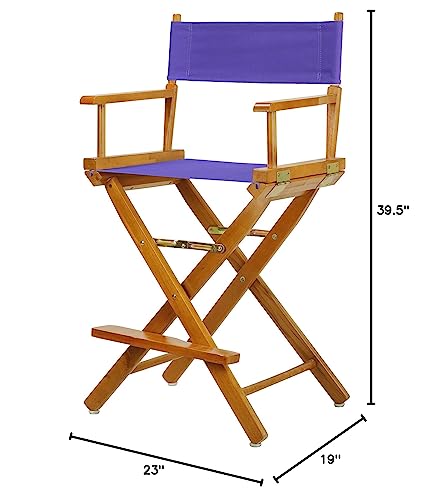 Casual Home 24" Director's Chair Honey Oak Frame-Purple Canvas - color: Honey Oak Frame/Purple Canvas, size: 24" - Counter Height, style: Honey Oak Frame