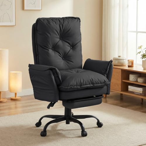 Bestier High Back Executive Chair with Flip-Up Armrests Wheel, Black Velvet - color: Black Velvet