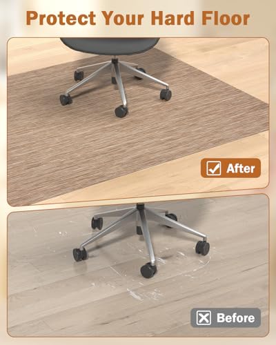 Blvornl Office Chair Mat for Hardwood Floor, 35.4"*47.2" Desk Computer Chair Mat for Hard Wood, Large Anti-Slip Hard Floor Protector Rolling Chair Mat, PVC Mat Desk Rug for Office and Home Red Brown - color: Red Brown, size: 35.4"*47.2"