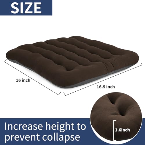 BUYUE Good Support Office Chair Cushion Padded, Soft Velvet Comfortable Non-Slip Seat Cushion for Computer Desk Kitchen Chair (1 Count, Brown) - color: Brown