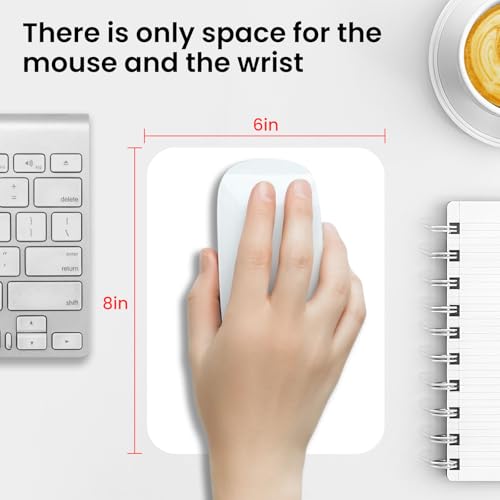 Small Mouse Pad 6 x 8 Inch, Horizontal and Vertical Flexible use. Great for Traveling, Wireless laptops, Keyboard Trays, Offices, etc. (White) - color: white