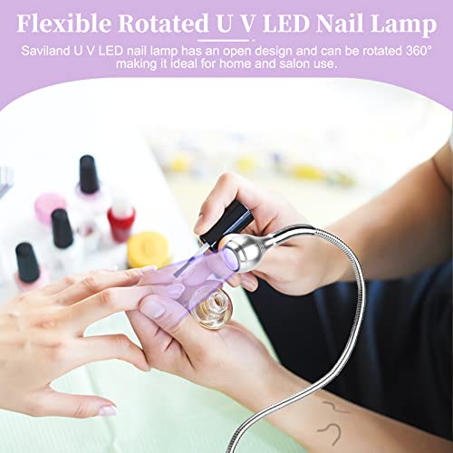 Saviland Mini Nail LED Lamp – Flexible Rotatable USB Quickly Nail Dryer Gel Lamp for Nails with Securing Clip Led Light for Nails for Curing Gel Polish U V Nail Gels Manicure DIY | Securing clip design, USB powered, Fast curing, Salon use, DIY manicure, G