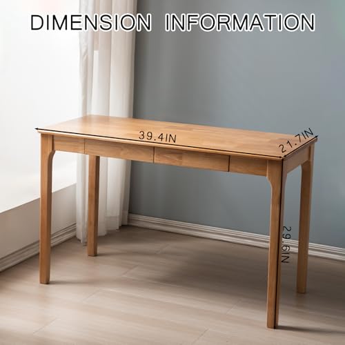 Solid Wood Desk, Gaming Study Home Office Desks for Work, Student PC Desk for Bedroom, Small Computer Desk for Small Spaces, Easy to Assemble (Wood Color, 39inch) - color: Wood Color, size: 39inch