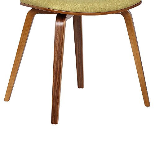 Armen Living Jaguar Mid-Century Dining Chair in Walnut Wood and Green Fabric - color: Green/Walnut, size: Single