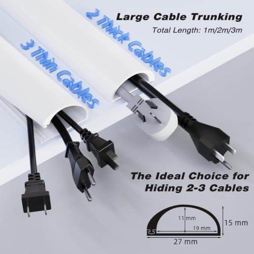 118" Silicone Cord Hider for 2-3 Cords,Flexible Side-Opening Cord Covers - color: White, size: Large-118 Inch