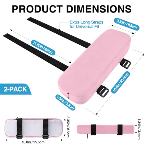 Smiry Ergonomic Office Chair Armrest Pads Pink, Set of 2 Stretch Jacquard Office Computer Chair Seat Covers Pink
