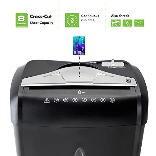 Aurora High Security Paper and Credit Card Shredder with 3.7-Gallon Wastebasket, 8-Sheet Cross-Cut with Basket - color: Black, size: 8-Sheet CrossCut