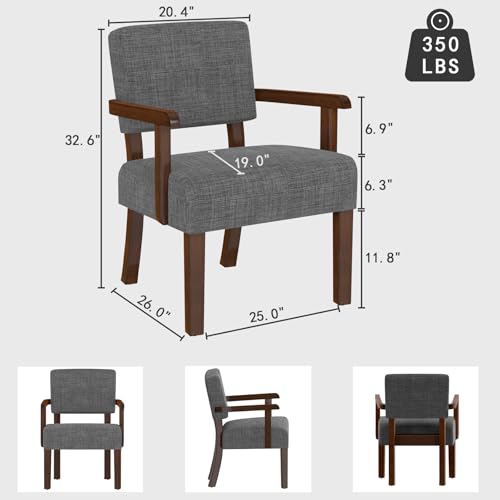 FAGAGA Accent Chair, Armchair with Solid Wood Frame and Legs, Gray - color: Linen Gray, size: One Chair