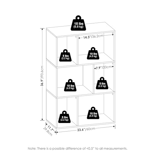 6-Cube Bookcase, Cube Storage Organizer Bookshelf, Irregular Compartments Book Shelf, 11.7 x 23.6 x 36.8, for Bedroom, Living Room, Home Office, White - color: White, size: 6 Cube