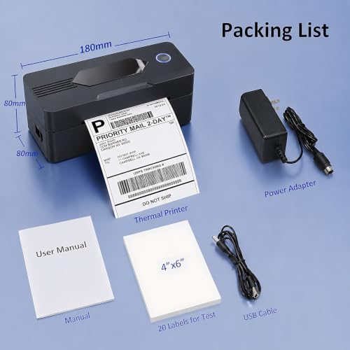 Mvgges Shipping Label Printer,Bluetooth 4x6 Thermal Label Printer for Small Business Office or Home, Compatible with Android, iOS, Windows and Mac, Widely Used for Amazon,USPS,Etsy,Inky Black