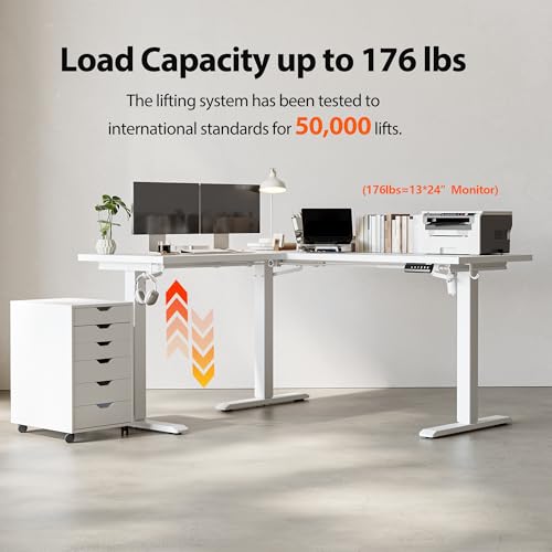 Agilestic L Shaped Electric Standing Desk Adjustable Height, 59 Inch, White - color: White, size: 59 x 48 Inch