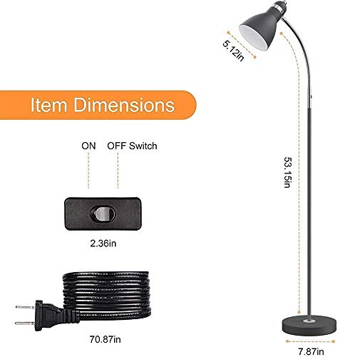 LEPOWER Floor Lamp, Metal Standing Lamp with Adjustable Gooseneck for Dorm - color: Sand Black