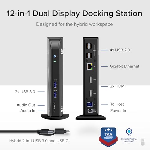 Plugable USB 3.0 Universal Laptop Docking Station, Dual HDMI Monitor