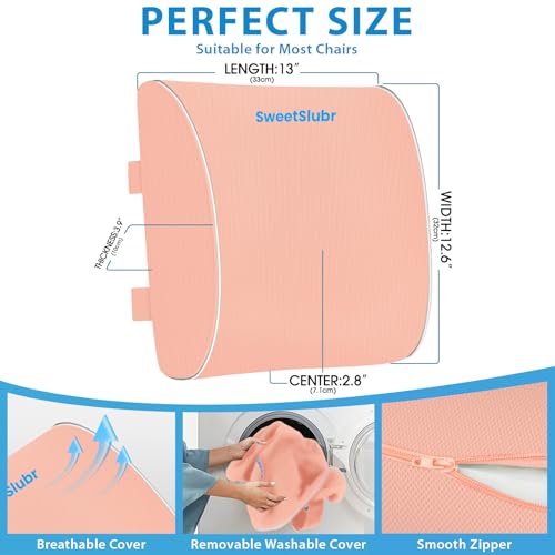 SweetSlubr Lumbar Support Pillow for Office Chair, Back Support(Pink,Large) - color: Pink, size: Large