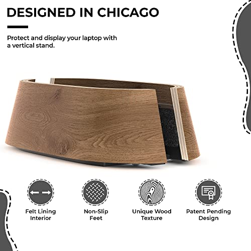 HumanCentric Vertical Laptop Stand in Black Walnut Wood, Adjustable - color: Black Walnut Wood
