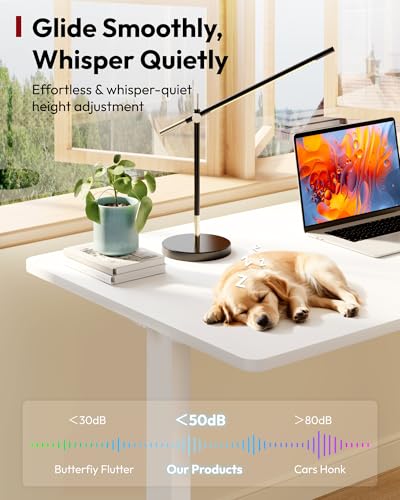 SANODESK One-Piece Electric Height Adjustable Standing Desk 48''x 24'' - color: White Frame+white Top, size: 48x24"