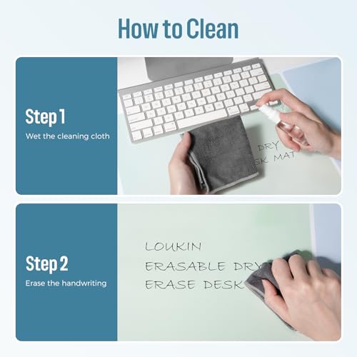 loukin Non-Slip Dry Erase Desk Mat, 32''x14'' Writing Mouse Pad for Office | 3-in-1 Workspace, Water-Resistant & Stain-Resistant, Easy to Write & Clean, Eye Protection, 2 Markers & 1 Cleaning Cloth