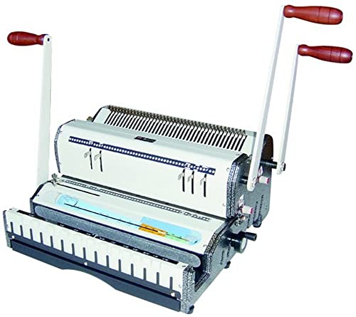 Akiles ADM-521 Model DuoMac-521 2-in-1 Combo Binding Machine, Punches 5:1 Coil and 2:1 Wire Round Holes, Built-in Manual Wire Closer, 20 Sheets Single Punching Capacity (20 lbs Paper) | Punches 5:1 Coil and 2:1 Wire Round Holes, Built-in Manual Wire Close