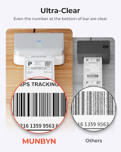 MUNBYN Bluetooth Thermal Label Printer, Wireless 4x6 Shipping Label Printer | Work for Small Business, Compatible with Android, iPhone, Windows, Mac, Chromebook, Print Width 1.57"-4.25" - color: Grey