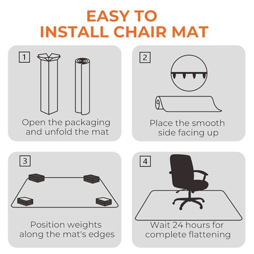 Office Chair Mat for Carpets, 48" x 36" Desk Chair Mat for Rolling Chairs on Low Pile Carpets, Easy Glide Floor Mat for Home, Gaming - size: 48" x 36"