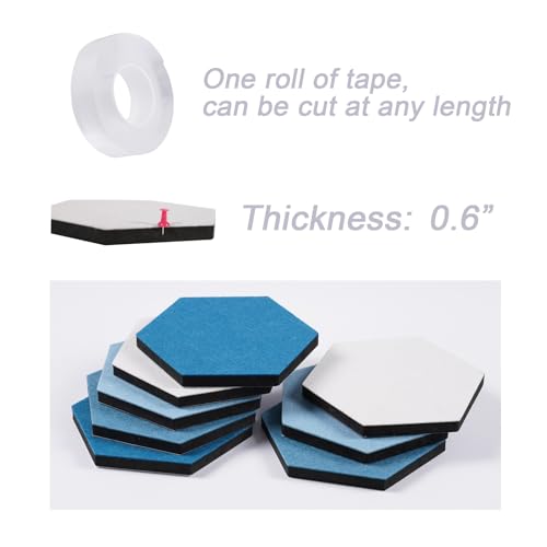 LAJAR 8 Pcs Hexagon Felt Bulletin Board Tiles - color: Cyanine