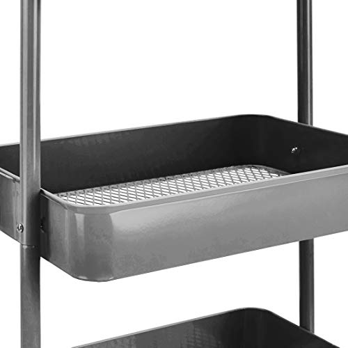 Amazon Basics 3-Tier Rolling Utility or Kitchen Cart, Lockable Wheels, Multifunctional Storage, Mobile Shelving Unit, Metal Storage Organizer, Charcoal - color: Charcoal