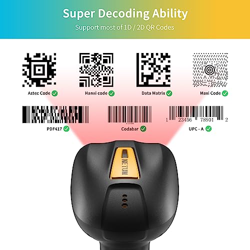 NETUM Upgraded QR Industrial Bluetooth Barcode Scanner with Charging Dock