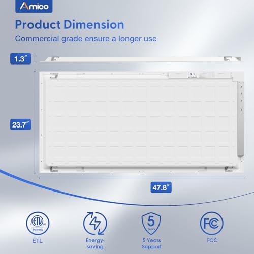 Amico 8Pack 2x4 LED Flat Panel Light with Emergency Battery Backup, ETL/FCC