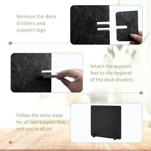 5 Pcs Desk Divider Deep Gray Desk Privacy Partition Reducing Noise Visual Distraction Divider Stand up Freestanding Cubicle for School Office Home (24 x 48, 24 x 24 Inch)