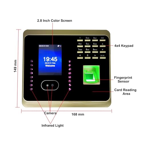 WiFi Biometric Face Attendance System Fingerprint Time Clock for Small Businesses Employee Attendace Management Electronic Device for Offices, Factories, Hotels, Schools and More