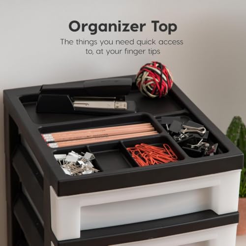 IRIS USA 10-Drawer Rolling Storage Cart, Black/Pearl - color: Black, size: 10 Drawer with Wheels