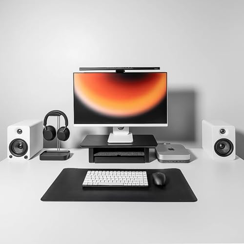 Raico Desk Shelf Setup Mini Monitor Stand, Compact Black Wood Organiser, Ergonomic Home Office Accessory (Black | 18.8 Inches) - color: Black Wood, size: Small | 18.8 Inches