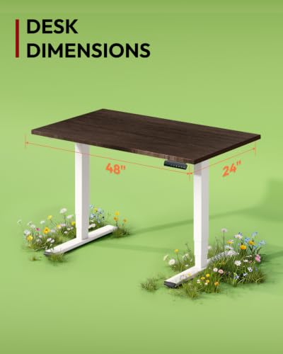 SANODESK Solid Bamboo Dual Motor Standing Desk, 220 lbs, 48×24 - color: Walnut Bamboo+white Frame, size: 4824