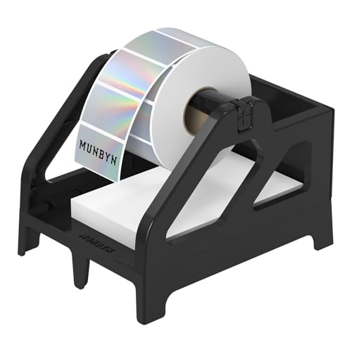 MUNBYN Label Holder for Rolls and Fan-Fold Labels, Black - color: Black