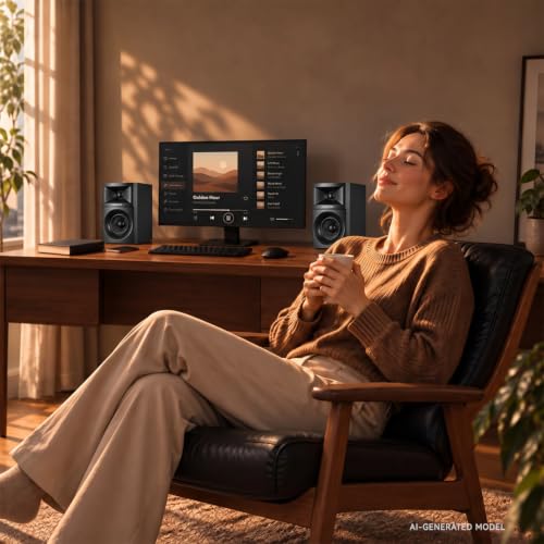 Sanyun SW203 3" 2-Way Active Bookshelf Speakers for Desktop Computer PC - color: Black