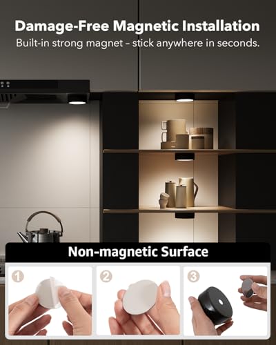 2400mAh Rechargeable Puck Lights with Radar Motion Sensor and Remote - color: Black