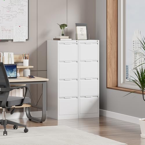 4 Drawer File Cabinet with Lock, Filing Cabinets for Home Office - color: White, size: 4 Drawer - Vertical