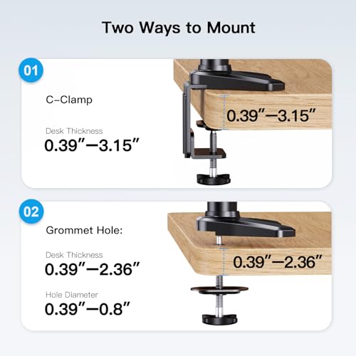 HUANUO Triple Monitor Mount for 17 to 32 inch Screens, Adjustment Gaming Triple Monitor Stand with Swivel, Tilt, Rotation, Clamp & Grommet Kit - color: Black