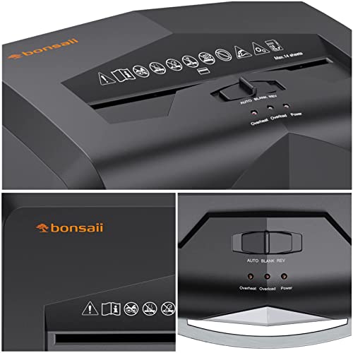 Bonsaii 18-Sheet Cross-Cut 60-Min Run Heavy Duty Paper Shredder | Anti-Jam, P-4 Security Level, 62dB Ultra-quiet, 6-Gal Bin with Casters, Shreds Credit Cards & Staples C149-C - size: 1 8 Sheet Cross Cut