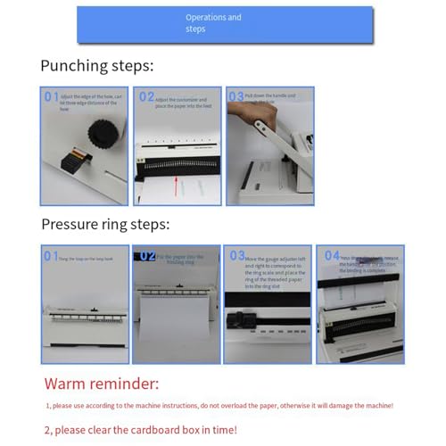 Iron Ring Binding Machine 34 Hole Loose Leaf Iron Ring Punching Machine Double Coil Manual Wire Binding Machine,Easy and Safe to Use