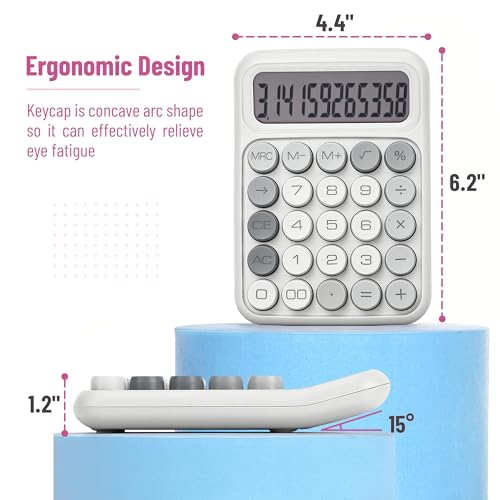 Mr. Pen- Mechanical Switch Calculator, 12 Digit Large LCD Display | Gray with Big Buttons, Mechanical Switch Calculator for Home, School, Office - color: Gray