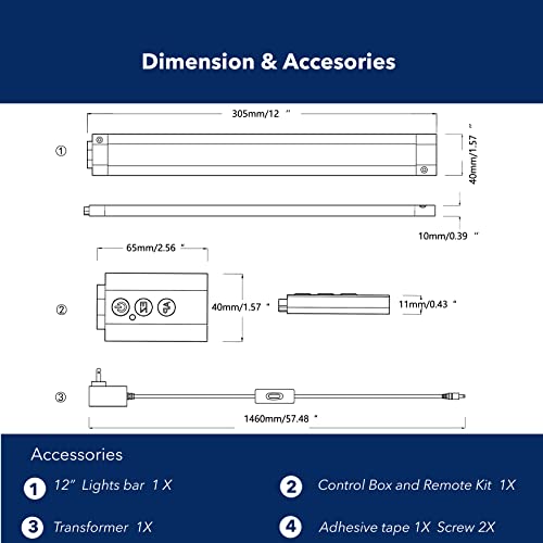 LED Smart Under Desk Lights Plug in White & RGB Color Changing Dimmable with Remote. Alexa, Google Enabled. Under Counter Lighting Bar for Kitchen, Shelf, Cupboard, Cabinet, Monitor (1-Bar Kit, 12")