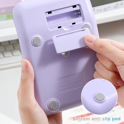 Mechanical Calculator, 12 Digits Large Display, Desktop Calculator with Big Buttons, Cute and Aesthetic for Desk Office-Purple