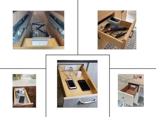 Compact in-Drawer Outlet with Cord Management Arm (2) USB-A Ports (2) 15 Amp Plugs fits Narrow and Shallow Drawers - size: (2) USB-A, style: Compact