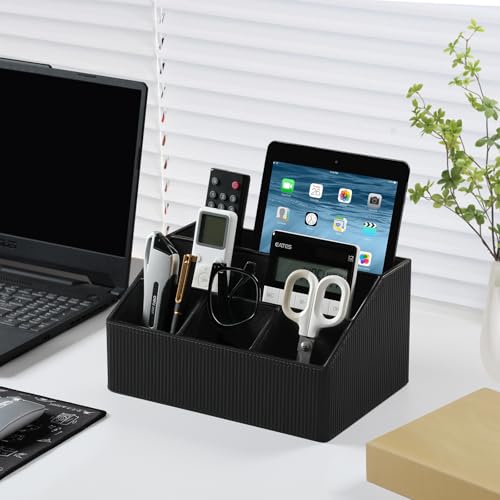 Desk Organizer Caddy Nightstand Organizer Remote Holder - color: Striped Black