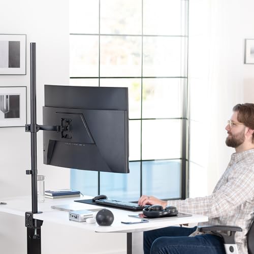 VIVO Extra Tall Single Monitor Desk Mount, 39 inch Pole VESA Stand for 13 to 32 inch Screens and up to 38 inch Ultrawides, Holds 22 lbs, Black, STAND-V011 - color: Black, size: 39" tall