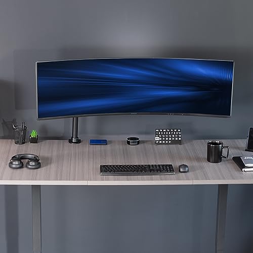 VIVO Single Large Monitor Arm Desk Mount, Holds Screens up to 45 inch Ultrawide, Fully Adjustable Stand with C-Clamp and Grommet Base, VESA 75x75mm or 100x100mm, Black, STAND-V149
