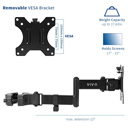VIVO Black Pole Mount Monitor Arm for 17 to 32 in Screen, MOUNT-POLE01A - color: Black, size: 17 to 32" screens